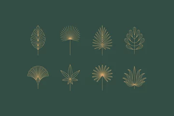 Tuinposter Vector set of linear boho icons and symbols - floral  design templates - abstract design elements for decoration in modern minimalist style © venimo