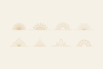 elements-03Vector set of linear boho icons and symbols - sun logo design templates  - abstract design elements for decoration in modern minimalist style