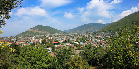 Azerbaijan. Sheki city. Panorama of the city.