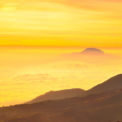 sunset over the clouds