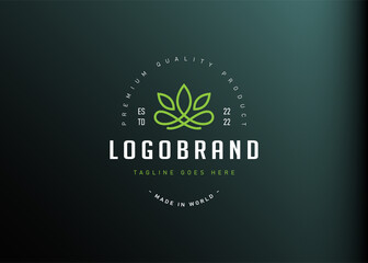 Lotus abstract logo design inspiration. Vector illustration of elegant minimalistic lotus flower. Modern vintage icon design template with line art style.