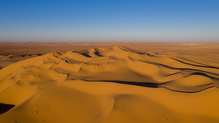 Aerial view of Libyan desert at the intersection of the Libyan, Tunisian and Algerian borders