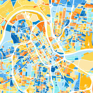 Art map of Nashville, UnitedStates in Blue Orange