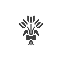 Tulip flowers bouquet vector icon. filled flat sign for mobile concept and web design. Bouquet of three tulips glyph icon. Symbol, logo illustration. Vector graphics