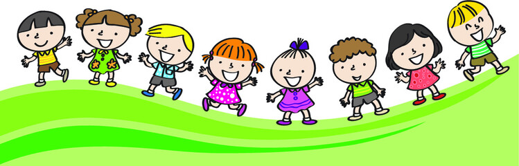 vector cartoon school kids happy