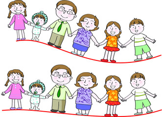 vector cartoon family holding hands