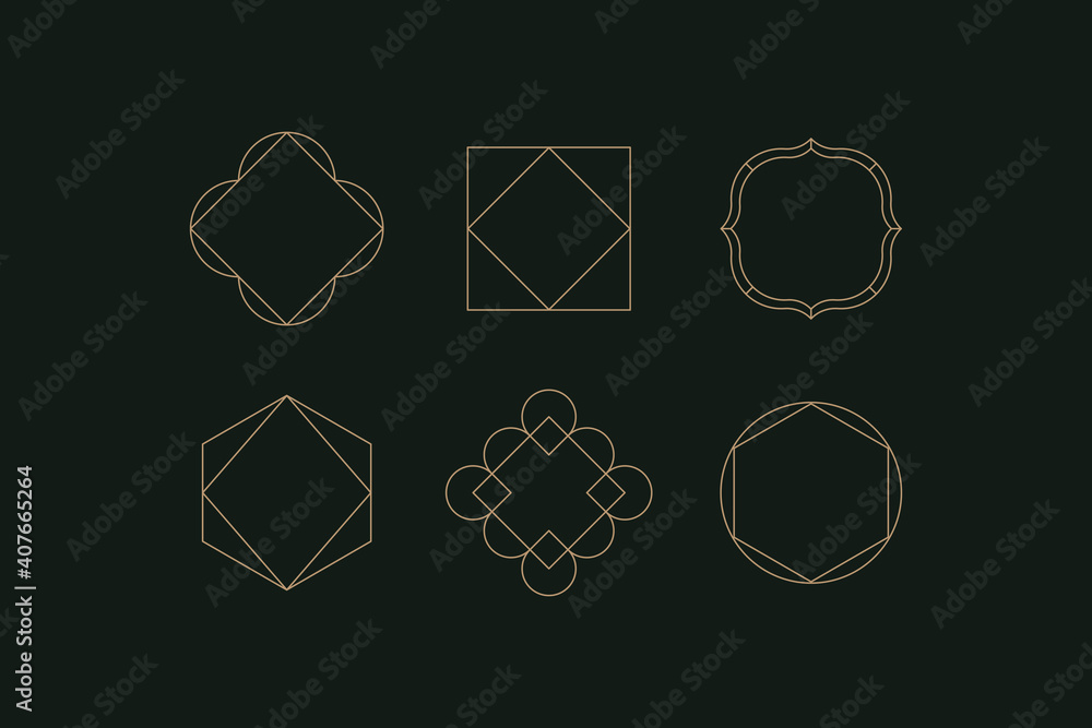 Poster Vector set of linear boho icons and symbols -  logo design templates  and prints - abstract design elements for decoration in modern minimalist style for social media posts, stories