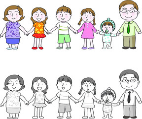 vector cartoon family holding hands