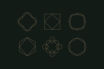 Vector set of linear boho icons and symbols -  logo design templates  and prints - abstract design elements for decoration in modern minimalist style for social media posts, stories