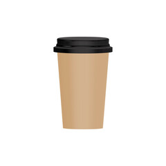 Coffee cup 3D icon. Paper mockup cup. Vector illustration isolated on white.