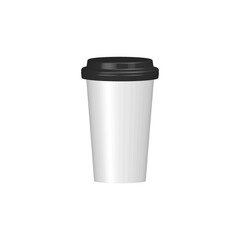 Coffee cup 3D icon. Paper or plastic mockup cup. Vector illustration isolated on white.