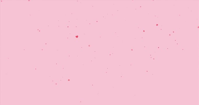Pink hearts gently falling like blossom on a pale pink background