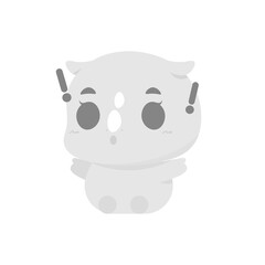 vector illustration of chibi rhino character. expression of rhino shocked and surprised. funny, cute, and adorable animals. flat style. design elements. can be used for mascot stickers and logos