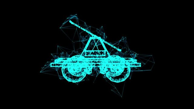 Handcar transportation. Draisine or rail vehicle. Wireframe low poly mesh technology. Available in 4K FullHD and HD video