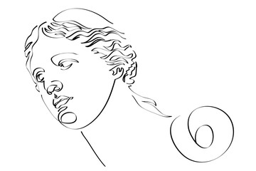 Female face drawing with lines, fashion concept, woman beauty minimalist, vector illustration for t-shirt, print design, covers, web