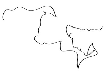 Two women's faces drawing with lines, fashion and beauty concept, minimalist, vector illustration for t-shirt, print design, covers, web