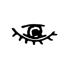 Hand drawn element, vector illustration in black color isolated on white background. Eye occult, doodle. - obrazy, fototapety, plakaty