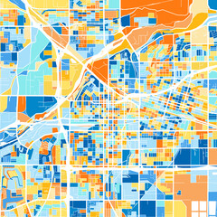 Art map of Bakersfield, UnitedStates in Blue Orange