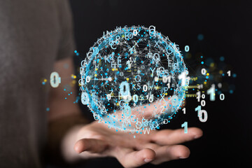Cloud technology. Polygonal wireframe art looks like constellation