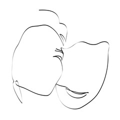 Two faces drawing with lines, fashion and beauty concept, minimalist, vector illustration for t-shirt, print design, covers, web
