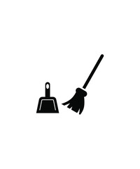 broom with dustpan icon,vector best flat icon.