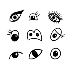 Set of cartoon eyes. Handmade style. Vector illustration.