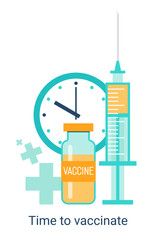 Immunization campaign. Vaccination concept. Health care and medical treatment .. Syringe and vial against the virus.