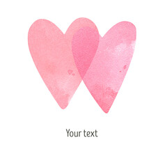 Cute heart card watercolor. Love poster. Valentines day card. Cute heart illustration, romantic, lovely.