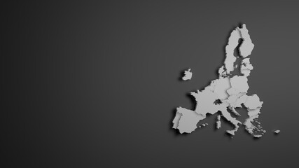 Map of the European Union on grey Background