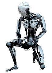 3D Rendering Male Robot on White