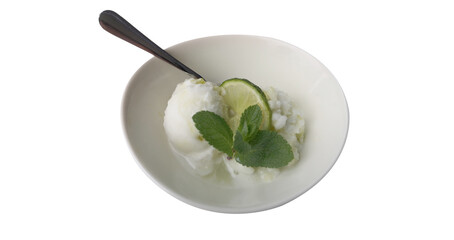 lime sorbet white lime sorbet in the dish
