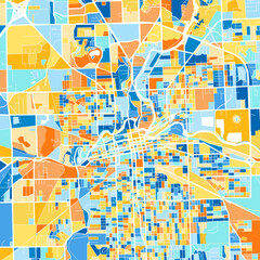Art map of FortWayne, UnitedStates in Blue Orange