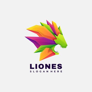 colorful lion logo illustration vector template