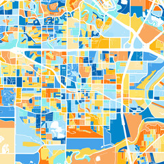 Art map of Irving, UnitedStates in Blue Orange
