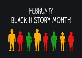 February Black History Month with silhouettes vector