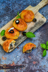 Fresh baked home made  mushroom  muffins Patties filled with mushrooms and minced meat.