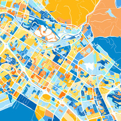 Art map of Fremont, UnitedStates in Blue Orange