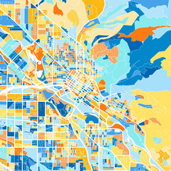Art map of Boise, UnitedStates in Blue Orange