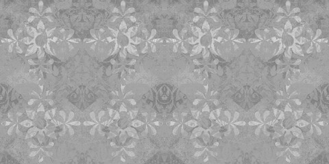 Old aged gray grey white vintage worn shabby elegant floral leaves flower patchwork motif tile...