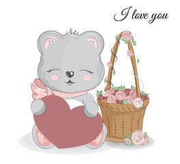 Teddy bear Valentines Day card 2