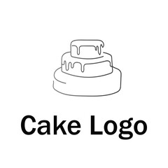 Continuous one line drawing a cake. Vector illustration. Silhouette of a cake icon. Cake logo