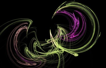 abstract background withviolet green glowing lines © nataliyapylayeva