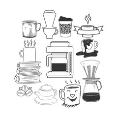 Set of Hand drawn coffee doodles-Vector Illustration