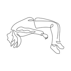 Hand drawing of Man up over ground, Continuous line Illustration
