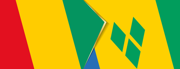 Guinea and Saint Vincent and the Grenadines flags, two vector flags.