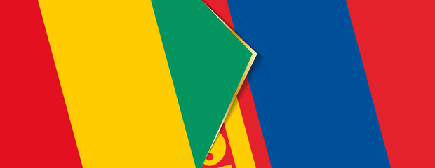 Guinea and Mongolia flags, two vector flags.