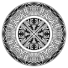 Detailed mandala rounded ornament for carpet design