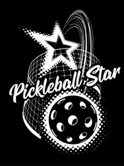 Pickleball vector illustration isolated on black background