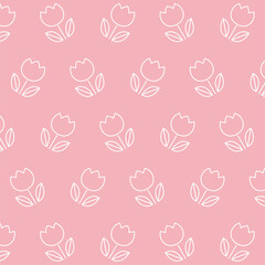 チューリップのシームレスパターン背景色付き