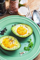 homemade organic egg baked avocado with salt pepper (2)